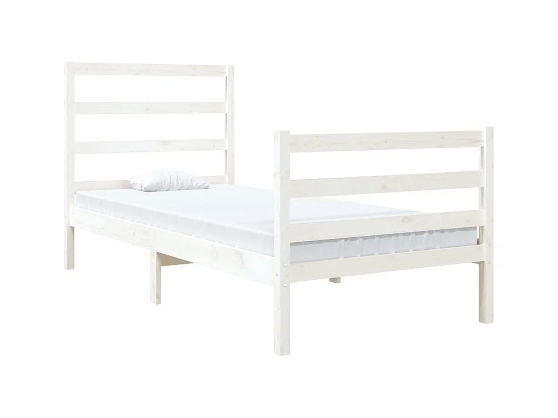 Lit-90x190 cm Blanc Bois de pin massif Simple EGGB32825