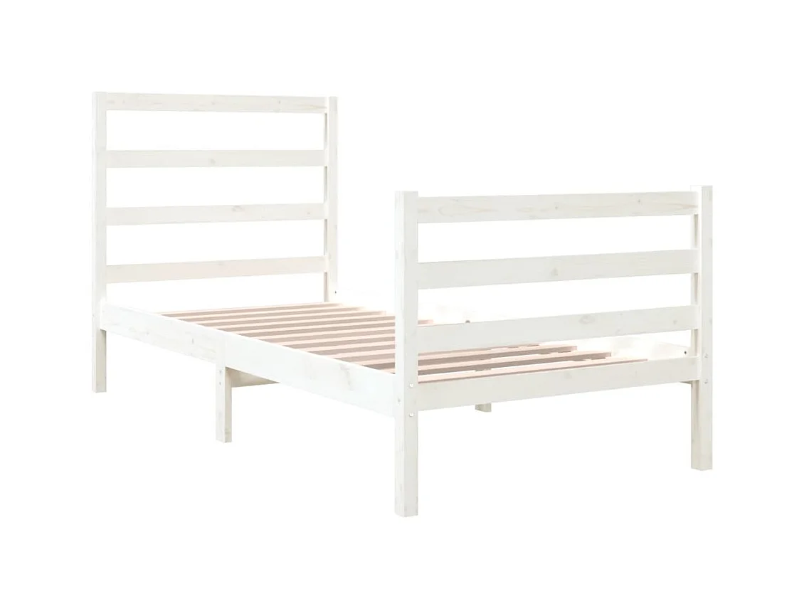 Lit-90x190 cm Blanc Bois de pin massif Simple EGGB32825