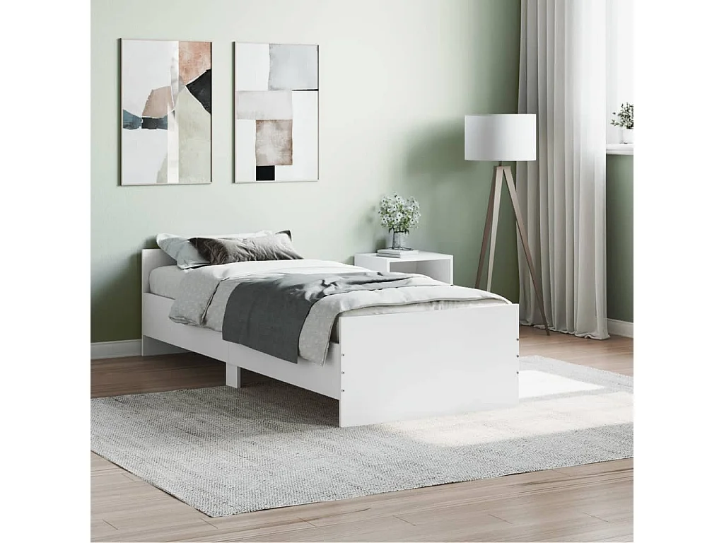 Lit-75x190 cm blanc petit simple bois d'ingénierie EGGB35259