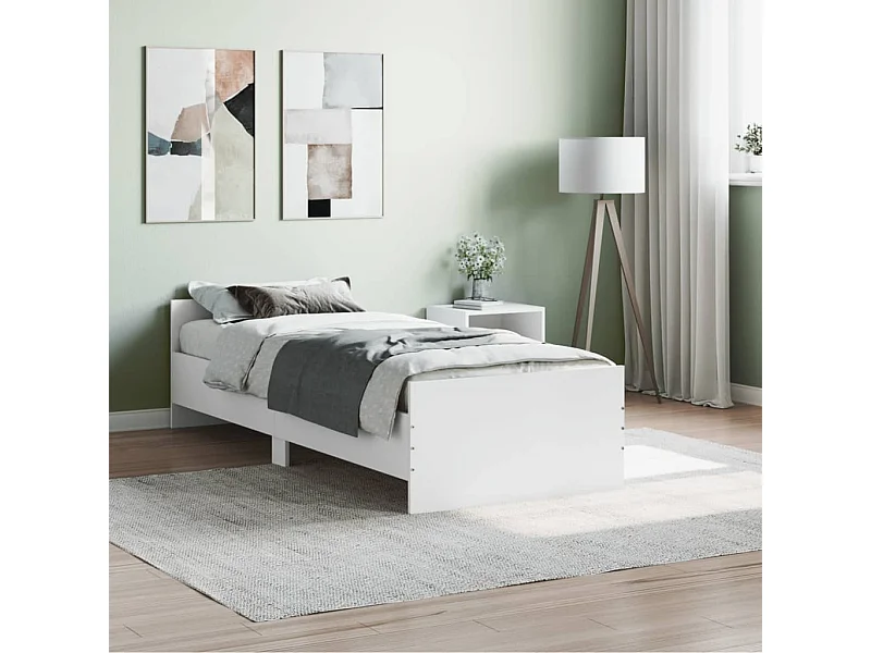 Cama solteiro 75x190 cm derivados de madeira branco PT886869