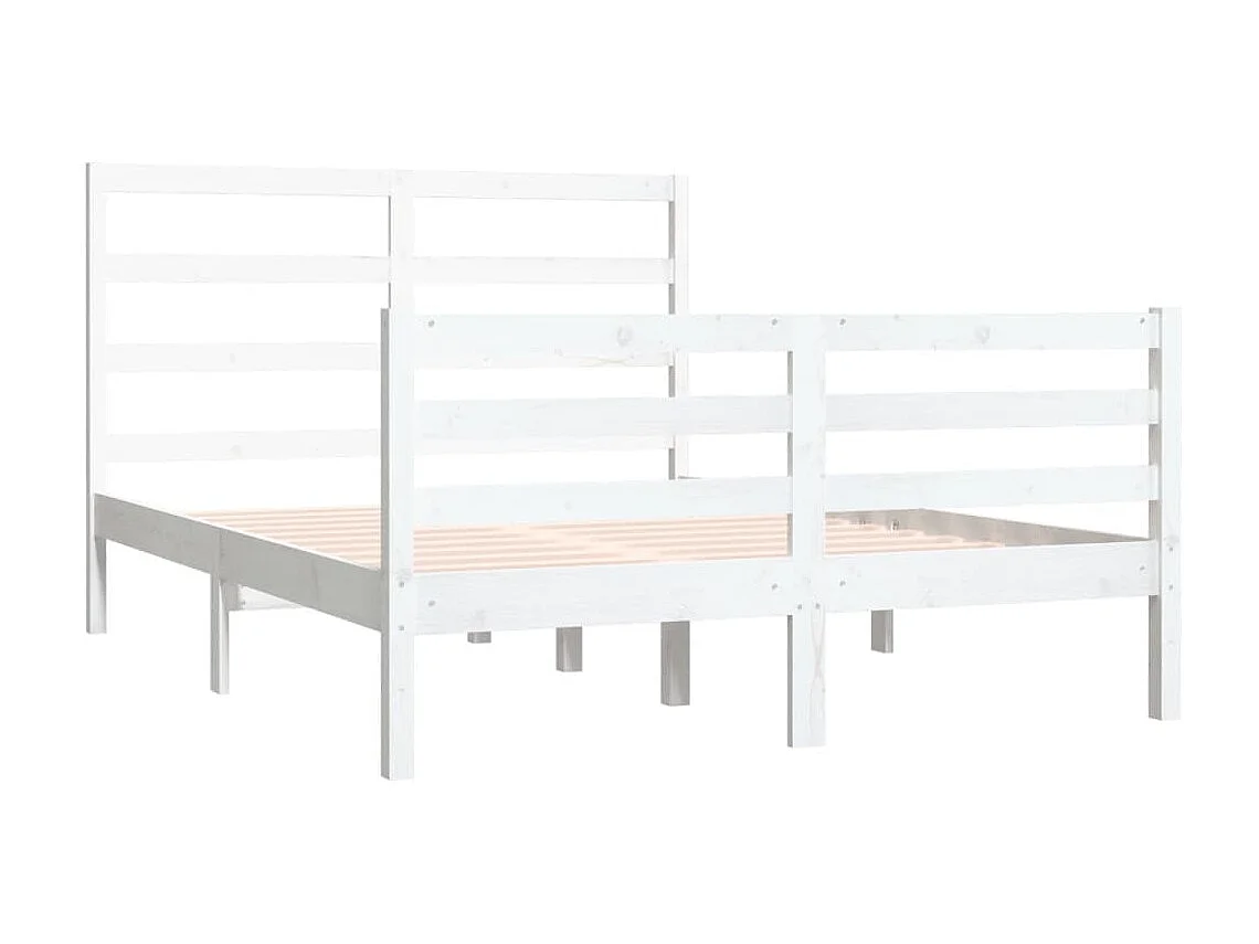 Lit-140x190 cm Blanc Bois de pin massif EGGB93004