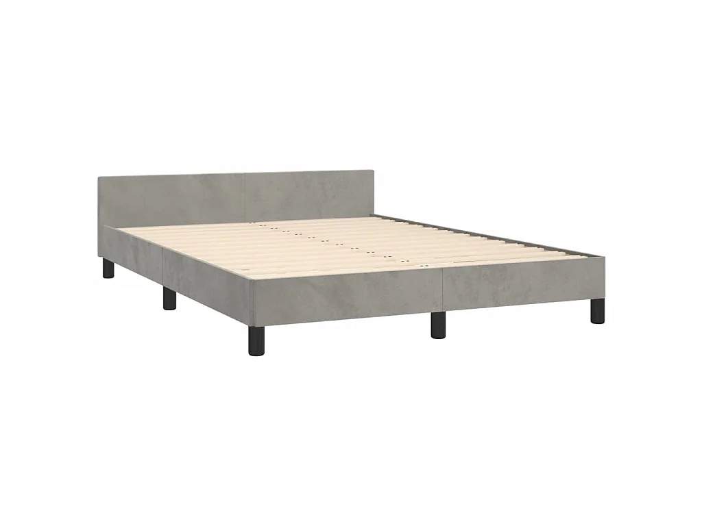 Lit-140x190 cm avec tête de lit Gris clair Velours EGGB46271