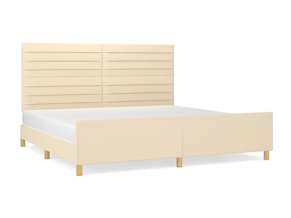 Cama com cabeceira 200x200 cm tecido cor creme PT967276