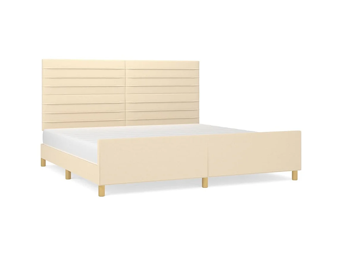 Cama 200x200 cm con cabecero de tela color crema ES72610