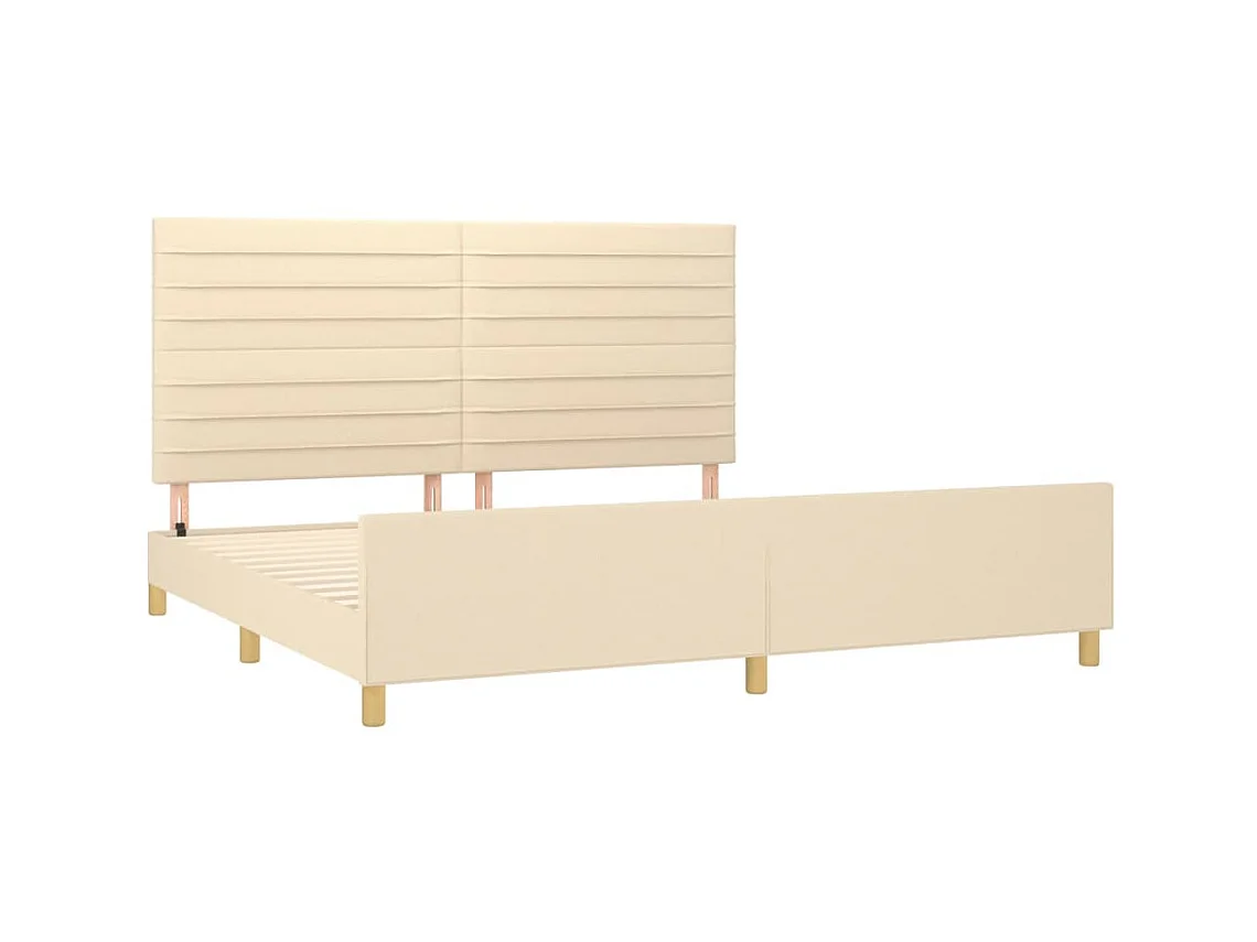 Cama 200x200 cm con cabecero de tela color crema ES72610