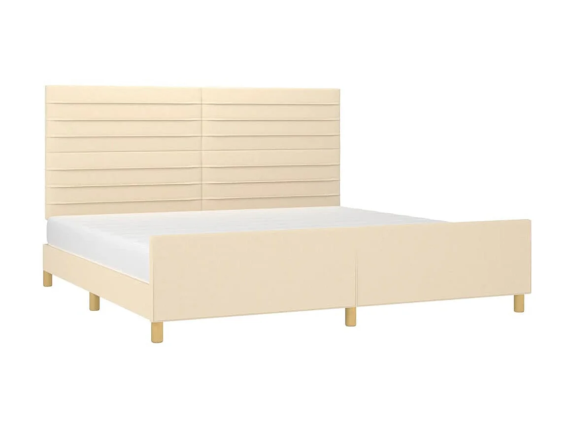 Cama 200x200 cm con cabecero de tela color crema ES72610
