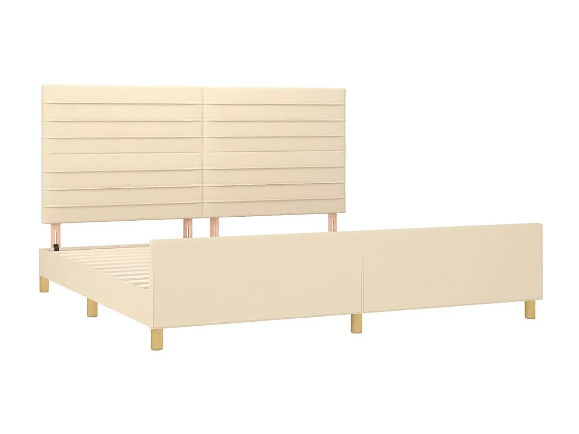 Cama 200x200 cm con cabecero de tela color crema ES72610