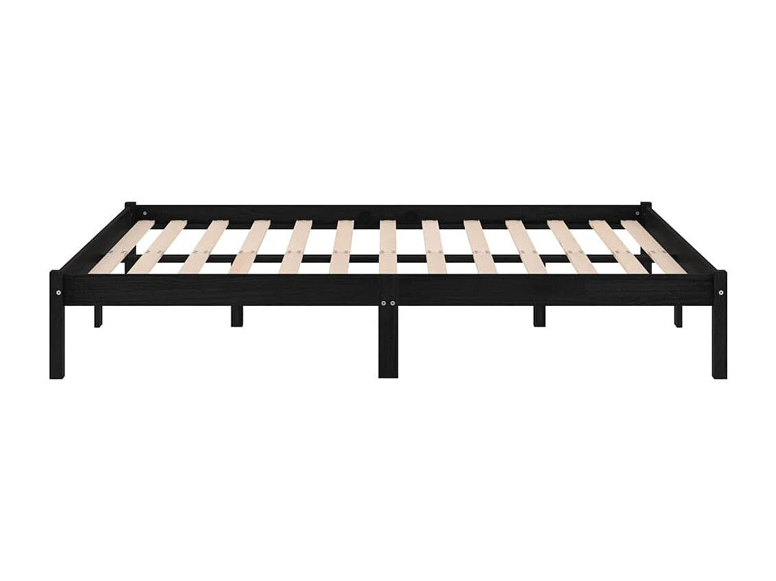 Lit-135x190 cm Noir Bois massif Double EGGB44533