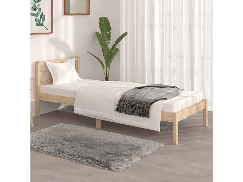 Bedframe massief grenenhout zwart 75x190 cm NL29142