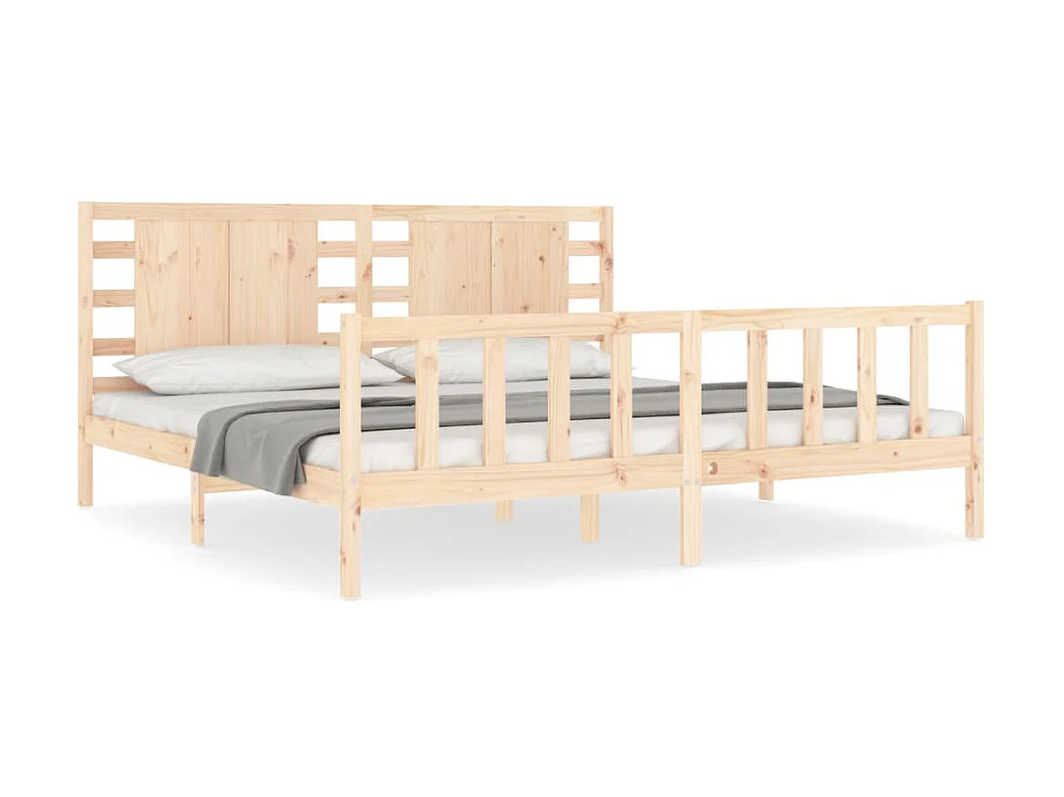 Lit-200x200 cm avec tête de lit bois massif EGGB59868