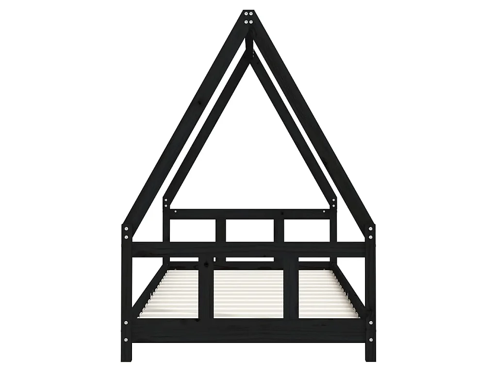 Lit-90x200 cm pour enfants noir bois de pin massif EGGB93363