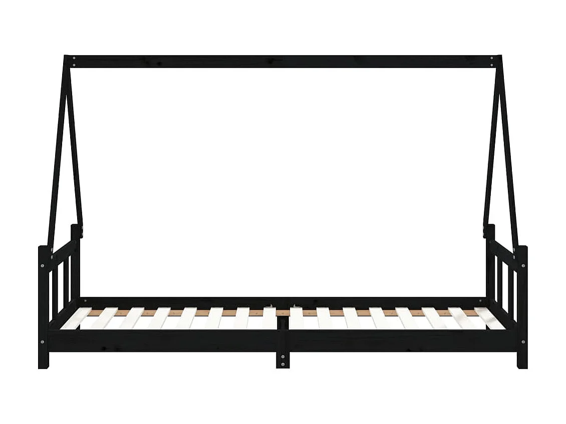 Lit-90x200 cm pour enfants noir bois de pin massif EGGB93363