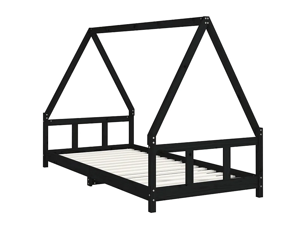 Kinderbedframe 90x200 cm massief grenenhout zwart NL94203
