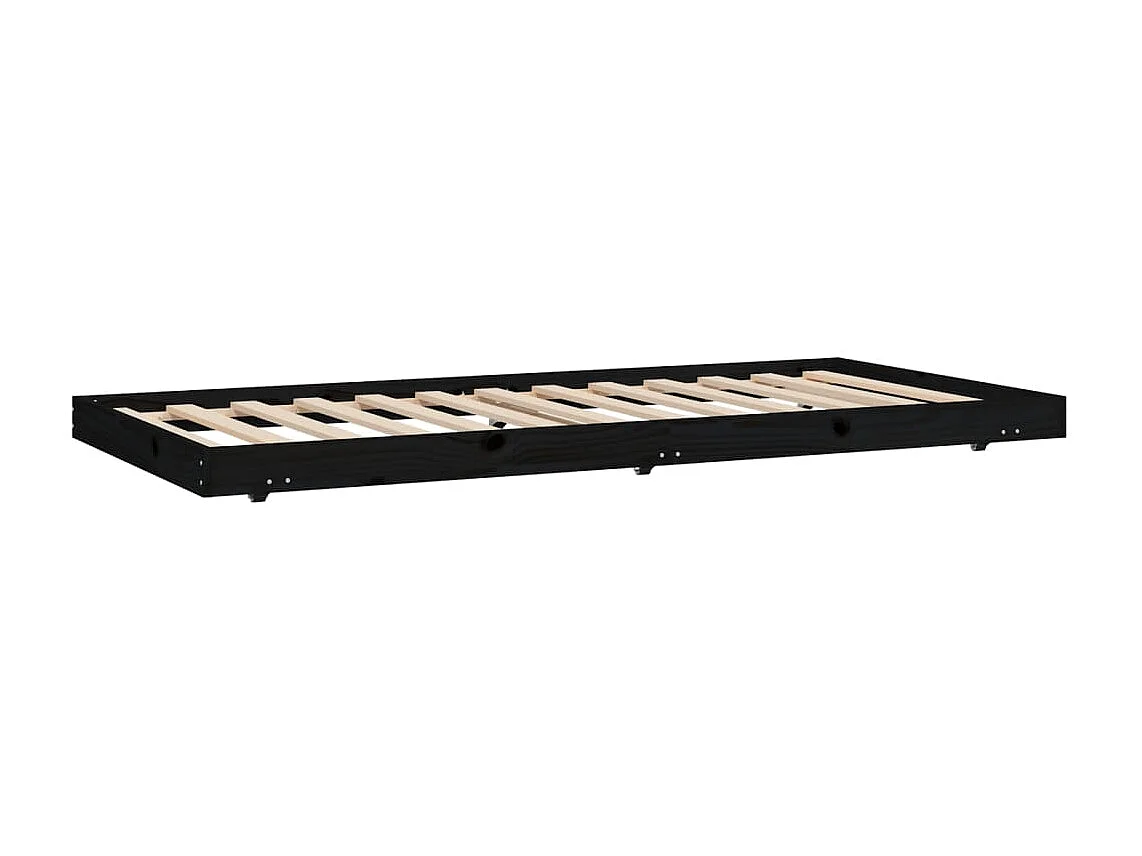 Cama 75x190 cm madeira de pinho maciça preto PT987867