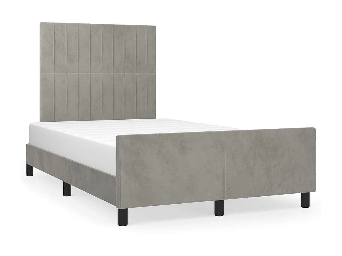 Cama c/ cabeceira 120x200 cm veludo cinzento-claro PT238609