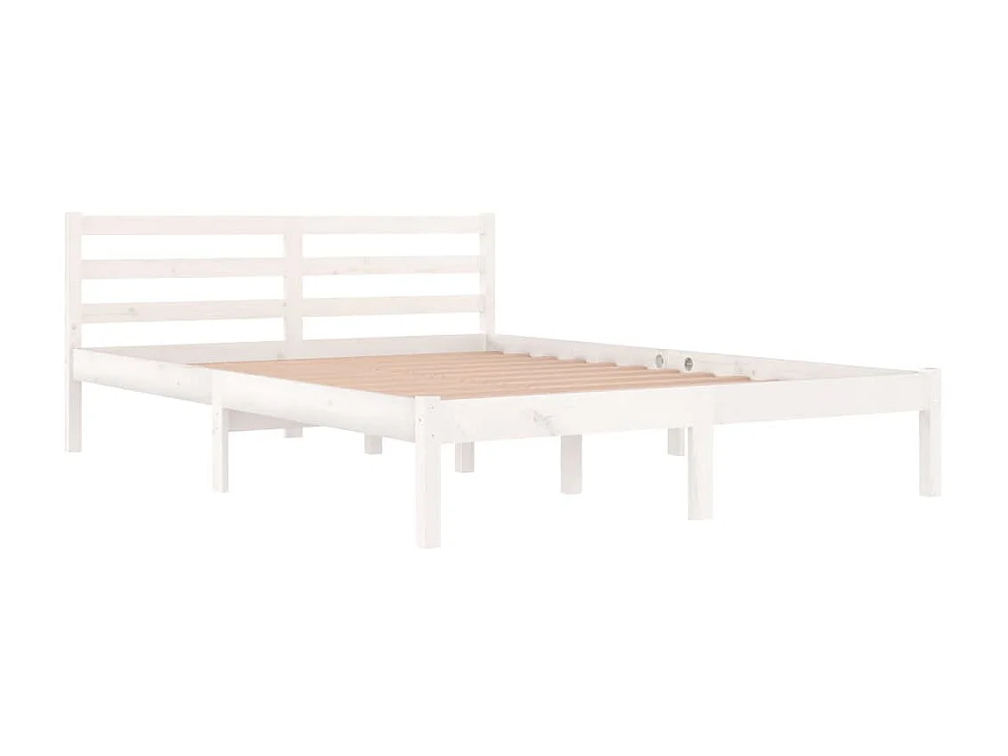 Cama 140x200 cm pinho maciço branco PT572969