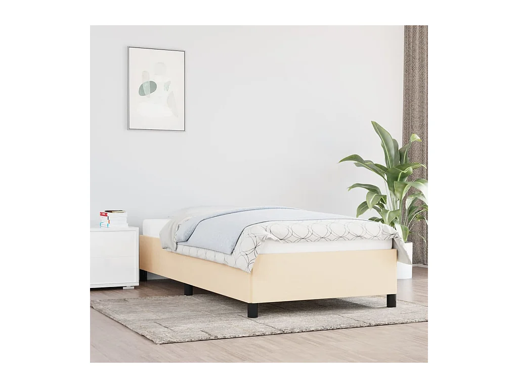 Lit-90x200 cm Crème Tissu EGGB25583