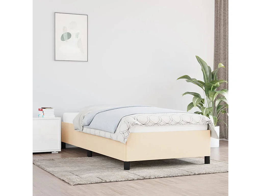 Cama 90x200 cm de tela color crema ES19652