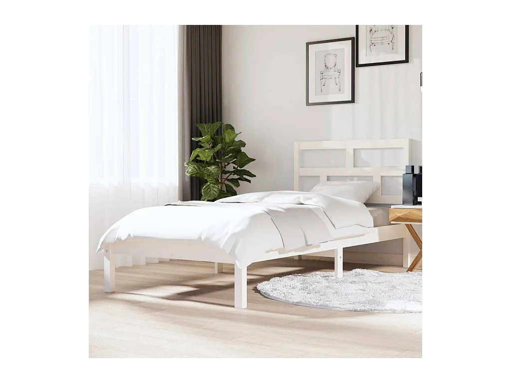 Lit-90x190 cm Blanc Bois massif Simple EGGB66599
