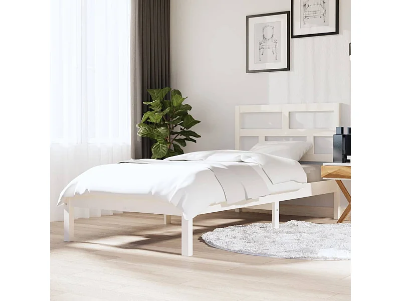 Lit-90x190 cm Blanc Bois massif Simple EGGB66599