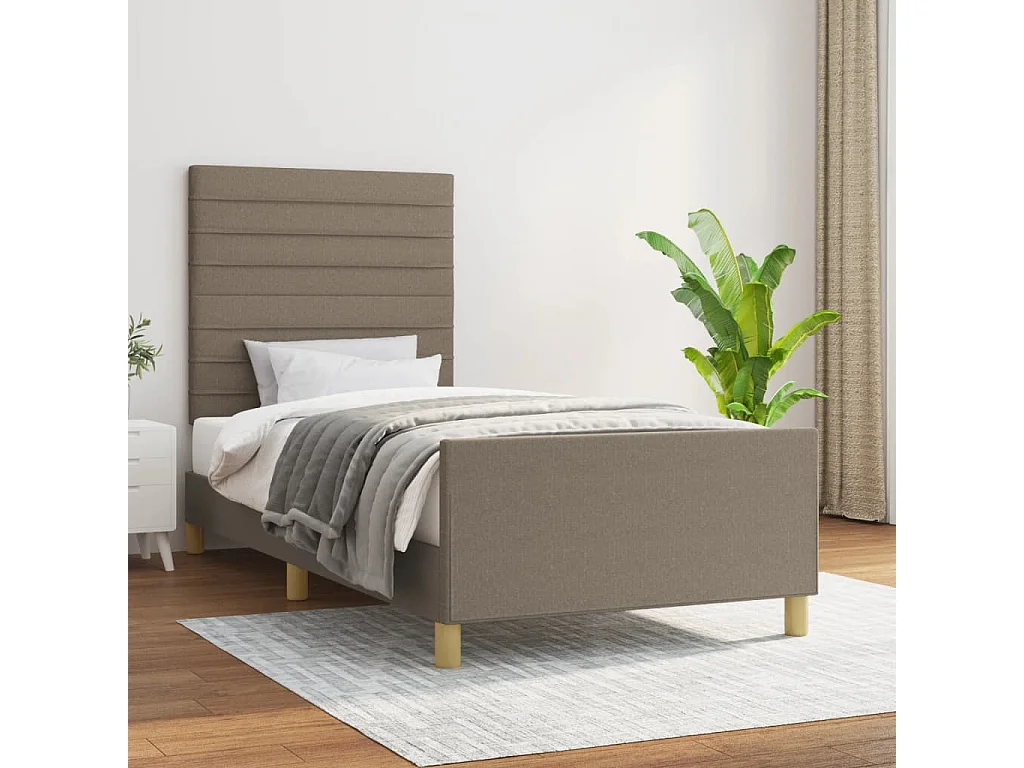 Lit-90x200 cm avec tête de lit Taupe Tissu EGGB61337