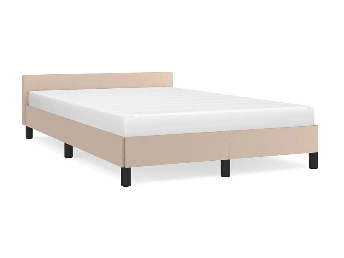 Cama + cabeceira 120x200 cm couro artificial cappuccino PT827399