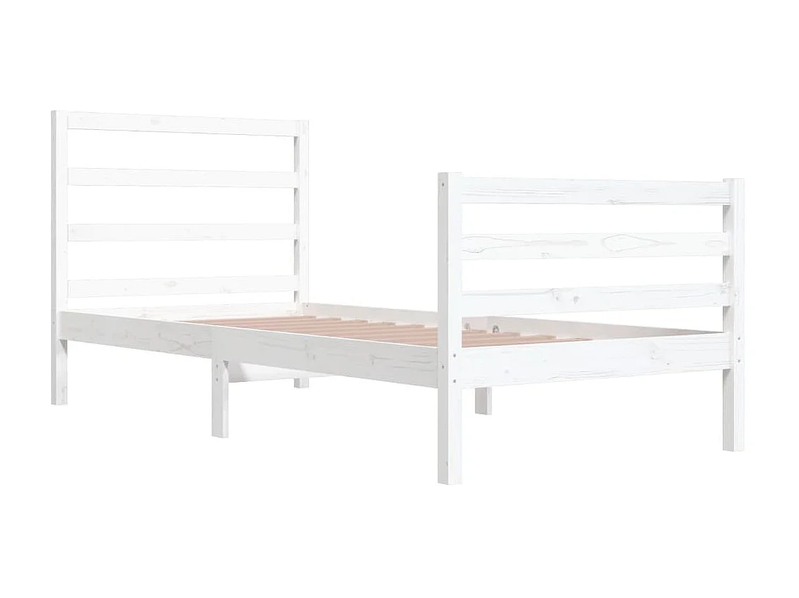 Cama 90x200 cm pinho maciço branco PT557375