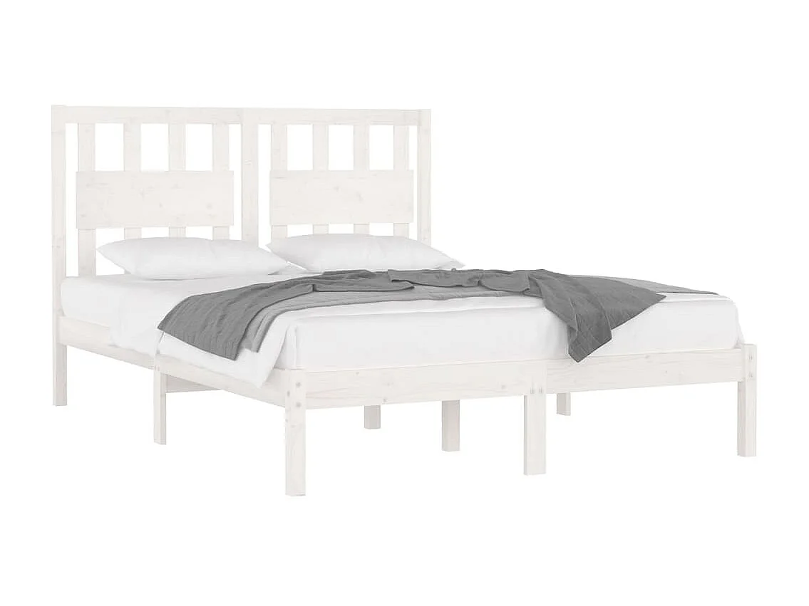 Lit-200x200 cm Blanc Bois de pin massif EGGB18310