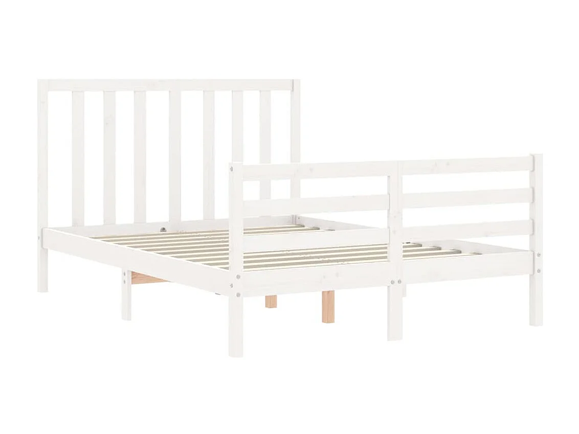 Cama com cabeceira 140x190cm madeira maciça branco PT109683