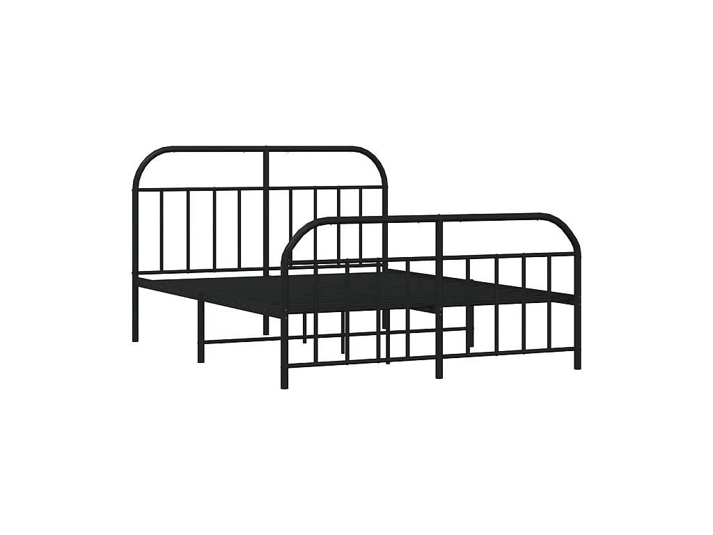 Cama 140x200 cm cabecero y estribo metal negro ES52442