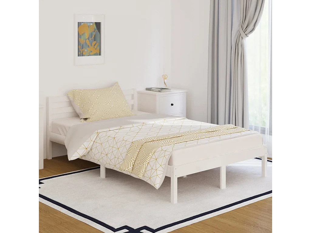 Lit-120x200 cm Bois massif de pin Blanc EGGB44031