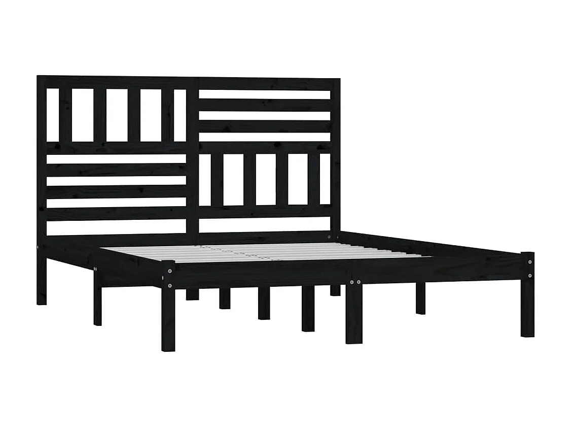 Bedframe massief grenenhout zwart 140x190 cm NL28229