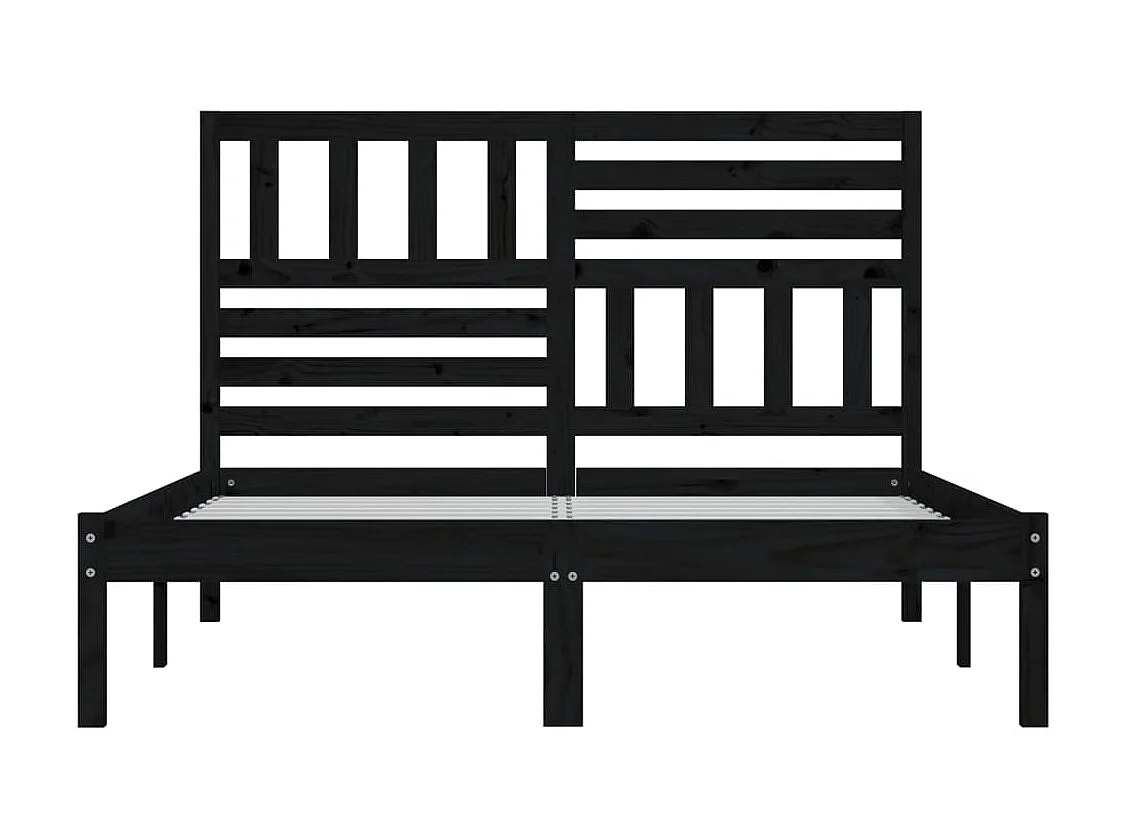 Bedframe massief grenenhout zwart 140x190 cm NL28229