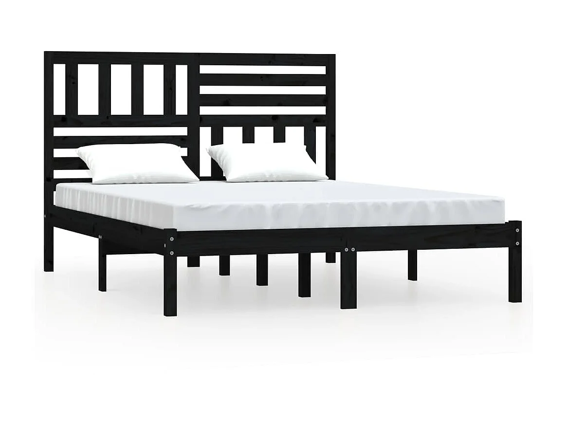 Lit-140x190 cm Noir Bois de pin massif EGGB40387