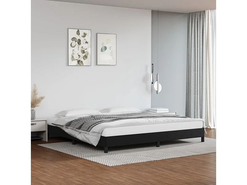 Cama 200x200 cm de cuero sintético negro ES90380