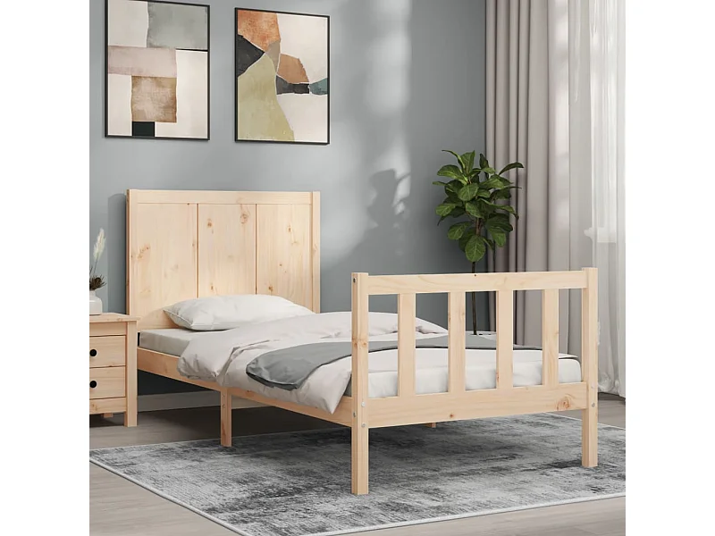 Lit-100x200 cm et tête de lit bois massif EGGB47697