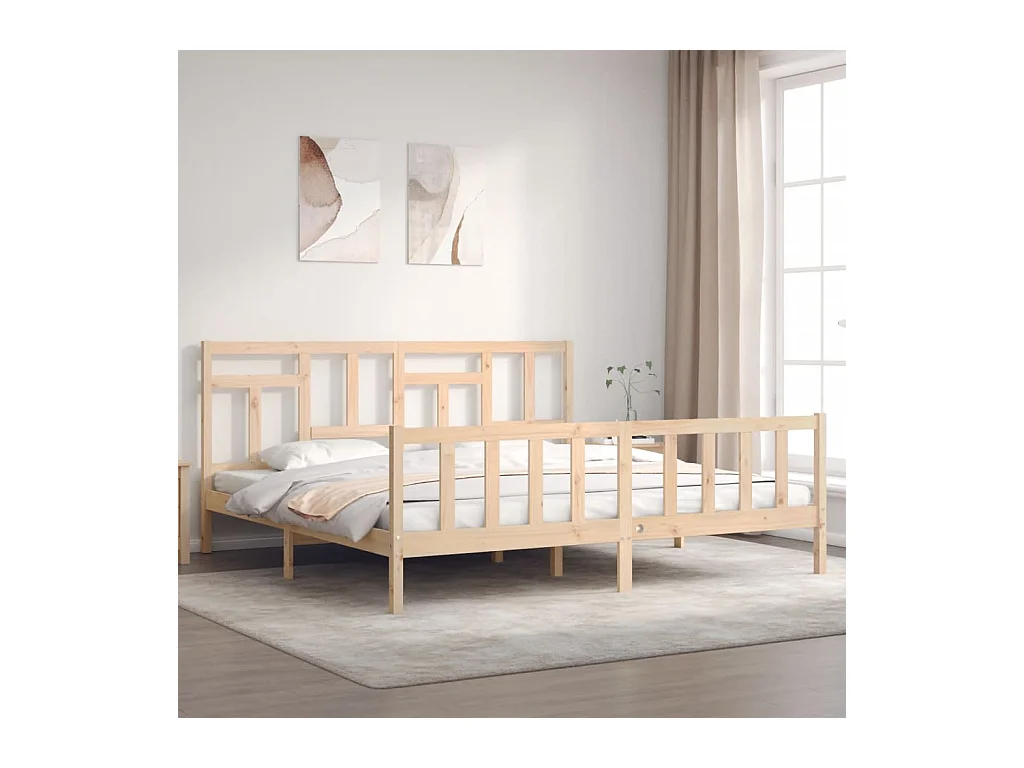Lit-200x200 cm avec tête de lit bois massif EGGB76127