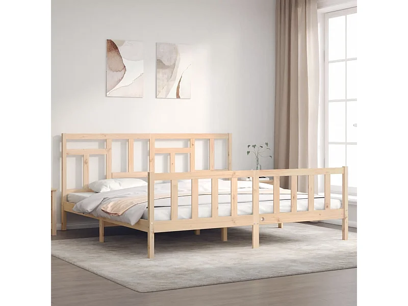 Lit-200x200 cm avec tête de lit bois massif EGGB76127