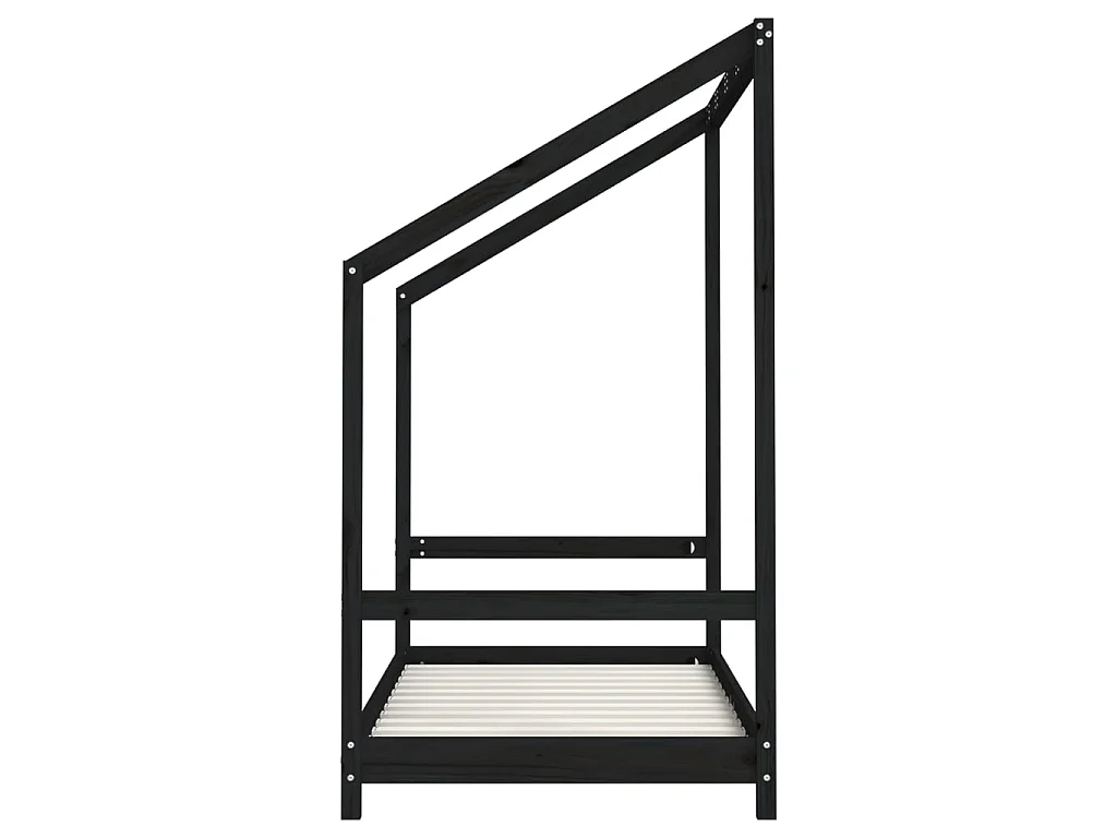 Lit-2x(80x160) cm pour enfant noir bois de pin massif EGGB28516