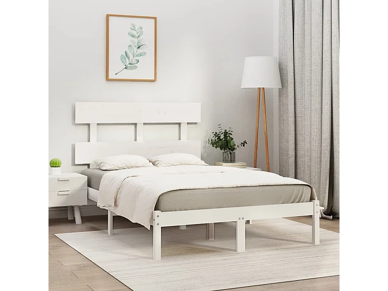 Cama 120x200 cm madera maciza blanca ES75856