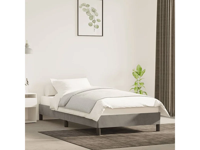 Cama 80x200 cm de terciopelo gris claro ES54275