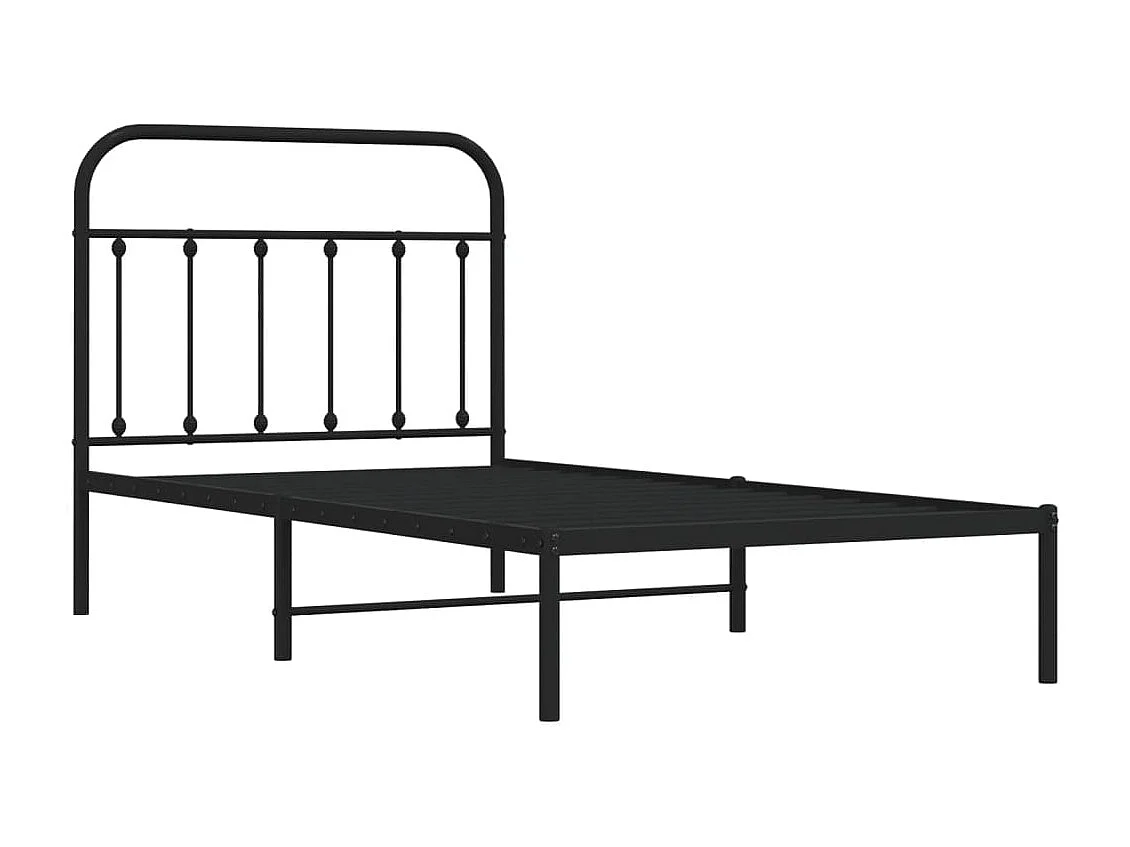 Cama com cabeceira 100x190 cm metal preto PT356025