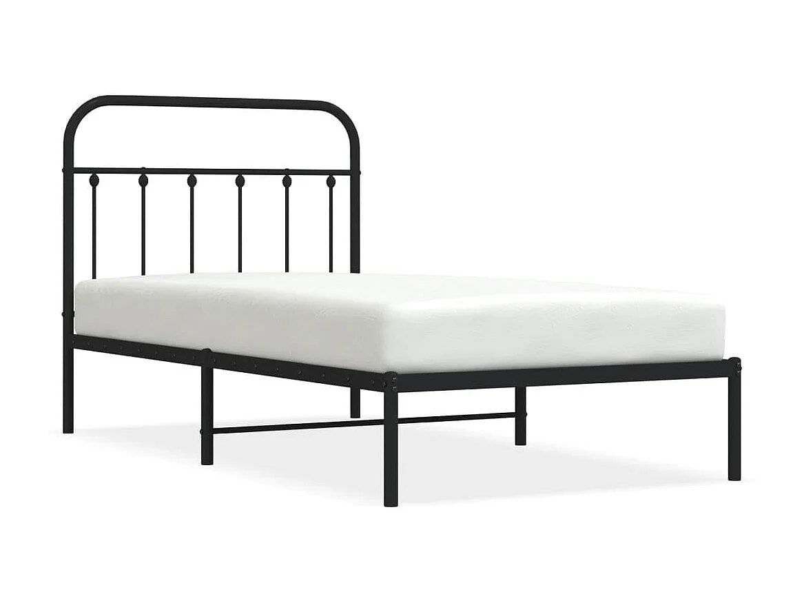 Cama com cabeceira 100x190 cm metal preto PT356025