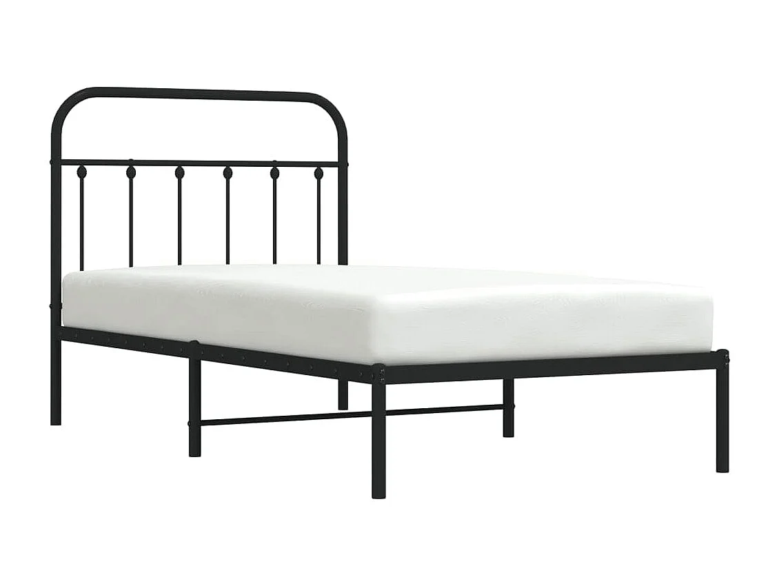 Cama com cabeceira 100x190 cm metal preto PT356025