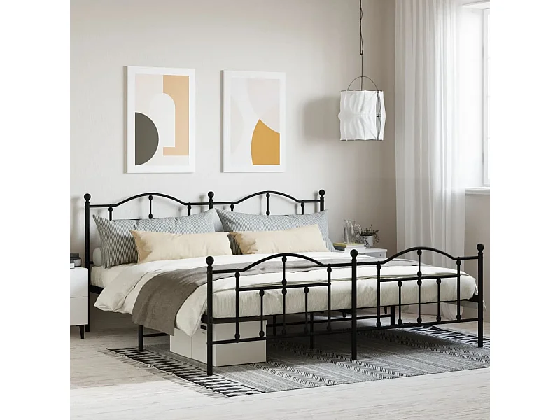 Bedframe met hoofd- en voeteneinde metaal zwart 200x200 cm NL18128