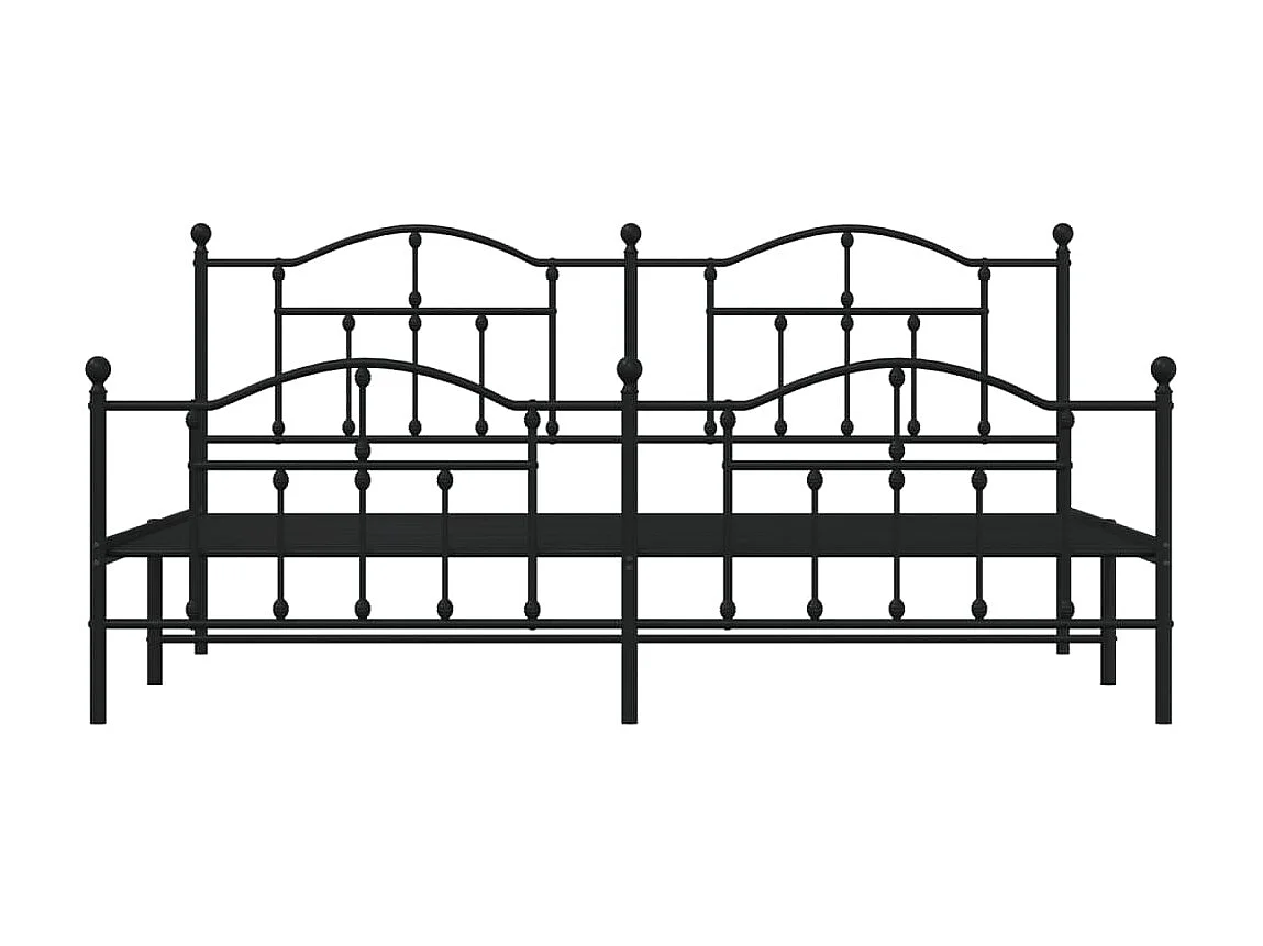 Lit-200x200 cm métal avec tête de lit/pied de lit noir EGGB58556