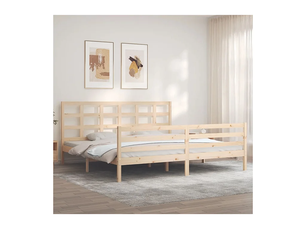 Lit-200x200 cm avec tête de lit bois massif EGGB23027