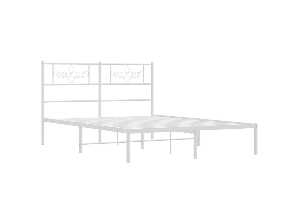Lit-140x200 cm métal avec tête de lit blanc EGGB92804