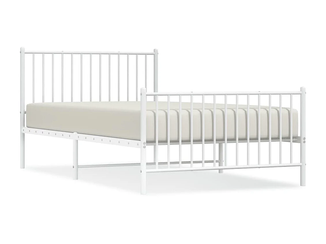Lit-107x203 cm métal avec tête de lit/pied de lit blanc EGGB31324