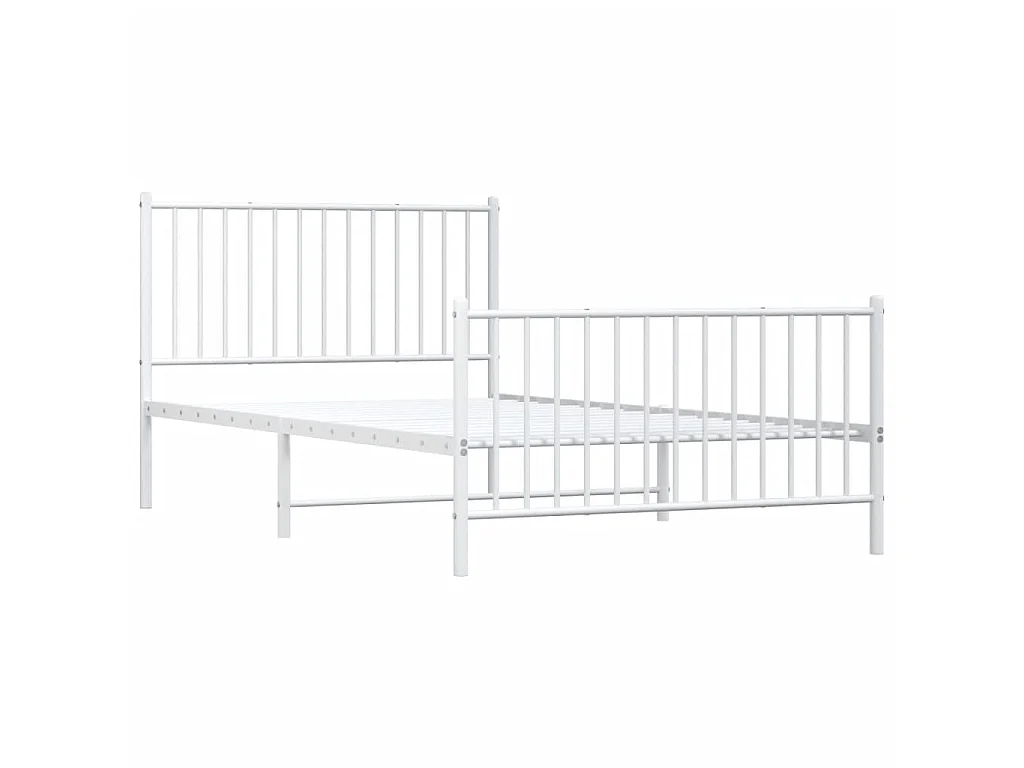 Lit-107x203 cm métal avec tête de lit/pied de lit blanc EGGB31324
